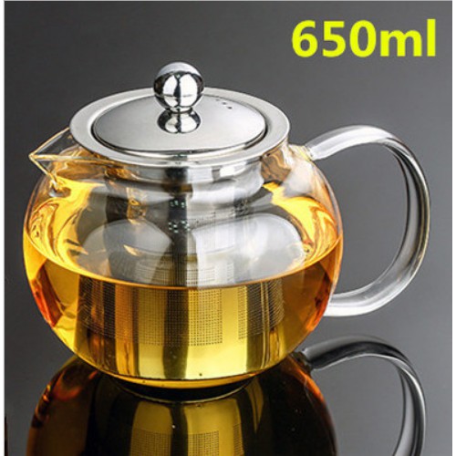 Ấm thủy tinh có lõi inox dáng tròn size 650ml A14